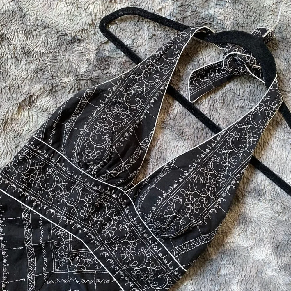 VTG Embroidered Halter Dress